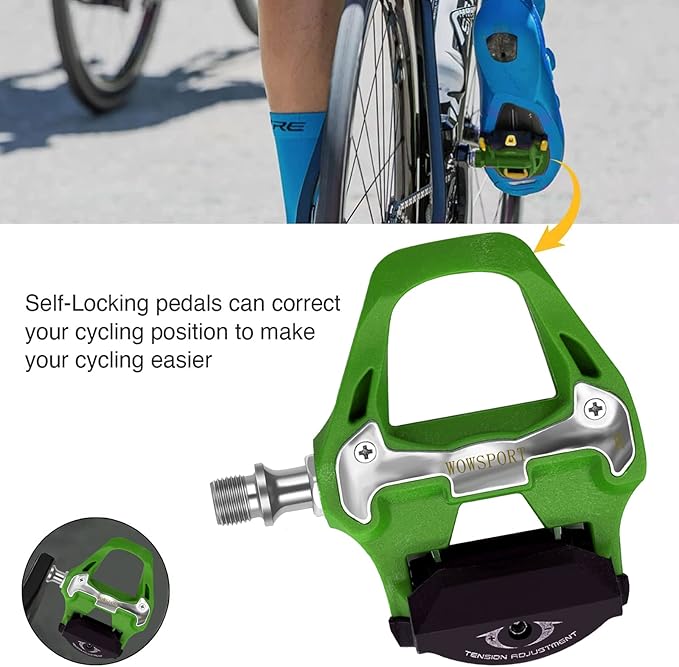 WOWSPORT SPD-SL Road Bike Pedals - Lightweight Clipless Pedals with 3-Bolt Cleats, Sealed Bearings & Nylon Composite | Shimano SPD SL Compatible