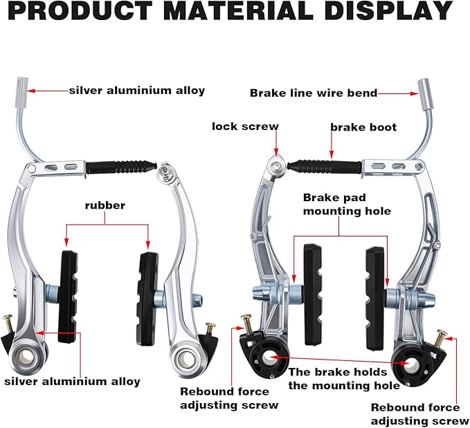 V Bike Brakes,Complete Universal Bicycle Brakes,Include V Brakes,Bike Brake Cable,Bike Brake Levers-Tool Wrenches,for Most Mountain Bikes and Road Bikes