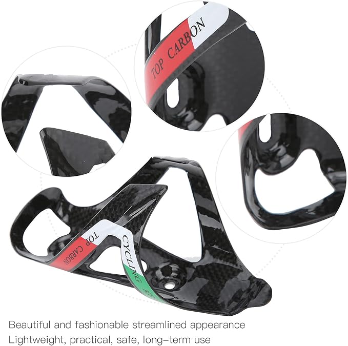 Full Carbon Fiber Bicycle Water Bottle Cage, Road Bike Bottle Holder, Ultra Light Cycle Accessory with High Strength Carbon Fiber Material, Polished Edges for Scratch - Free Us