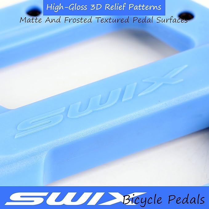 SWIX Bike Pedals Professional Mountain and Road Bike Flat Pedal Wide Paltform and Lightweight Non-Slip Pedal for 9/16" Bike/Hybrid Bike/E-Bike Parts Replacement Pedals Bike Accessories