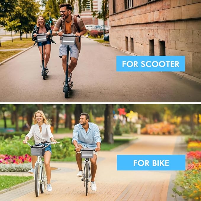 Bike Handlebar Bag - Front Basket with Bike Phone Mount, Bicycle Cooler Pouch Pack for Kids Girls Boys Men Women