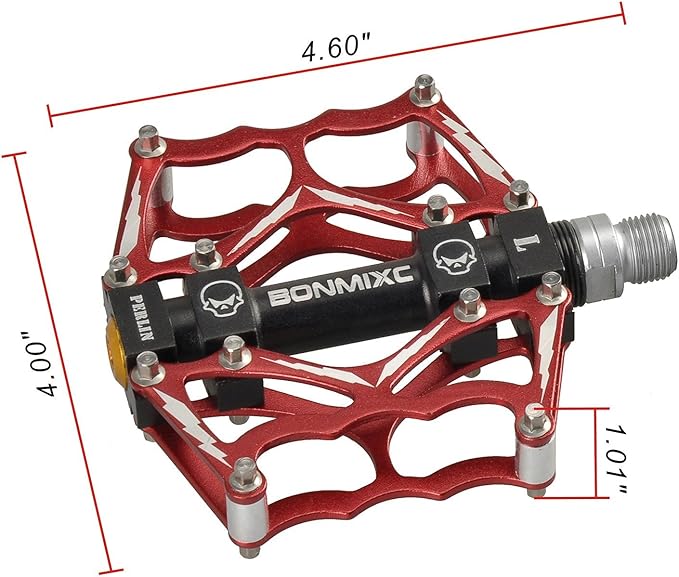 Bike Pedals 9/16" Skull Pattern Mountain Bike Pedals Sealed Bearing Bicycle Pedals Aluminum Alloy Flat Road Bike Pedals