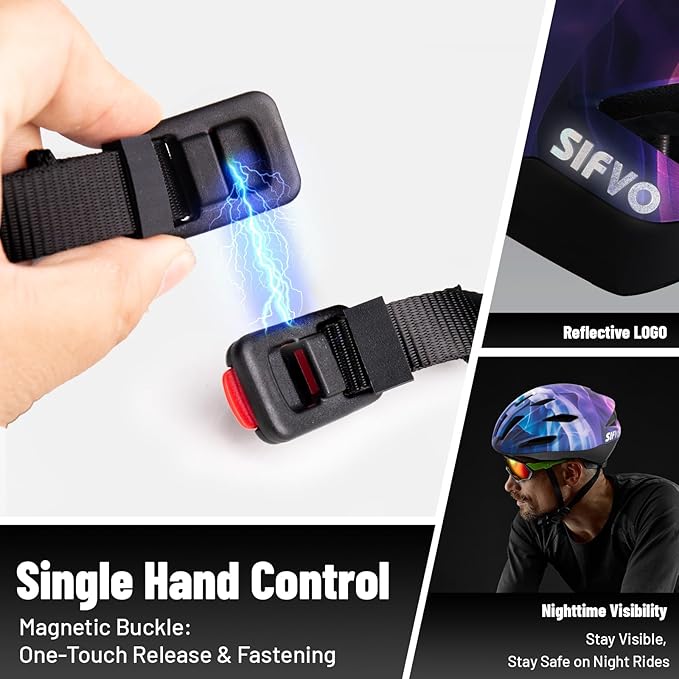 Adult Bike Helmet, SIFVO Road Bike Helmet Adjustable 55-58cm, Magnetic Buckle Lightweight Cycle Helmet for Men and Women Commuting Cycling Scooter Helmet