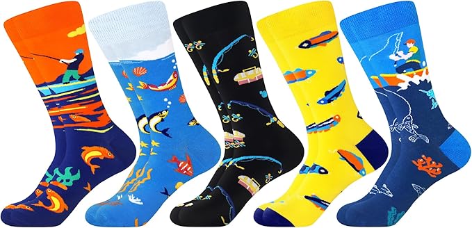 WeciBor Men's Dress Funny Crazy Colorful Novelty Combed Cotton Crew Socks 12 Pack - Size 7-10/10-13/13-15