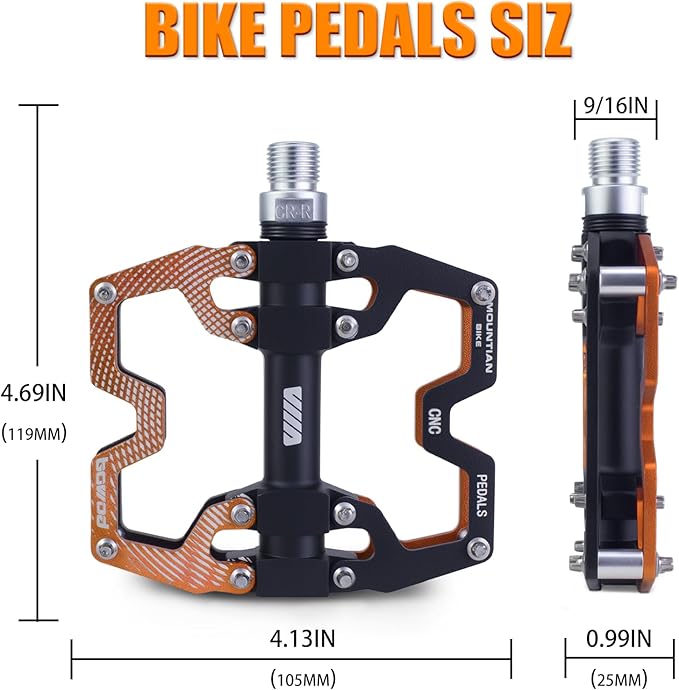 Bike Pedals 9/16" Lightweight Non-Slip Bicycle Platform Pedals - Fits Most Adult Bikes & Mountain Bikes &MTB, Road Bikes and Slip-Resistant Design