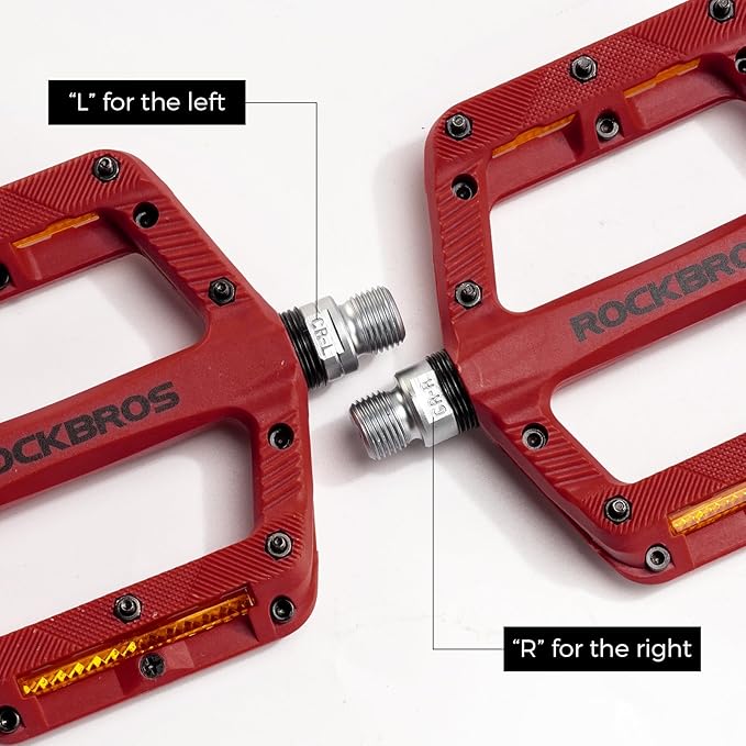 ROCKBROS Mountain Bike Pedals Bicycle Nylon Pedals 9/16 Inch Sealed Bearing Lightweight Platform for Road Mountain BMX MTB Bike