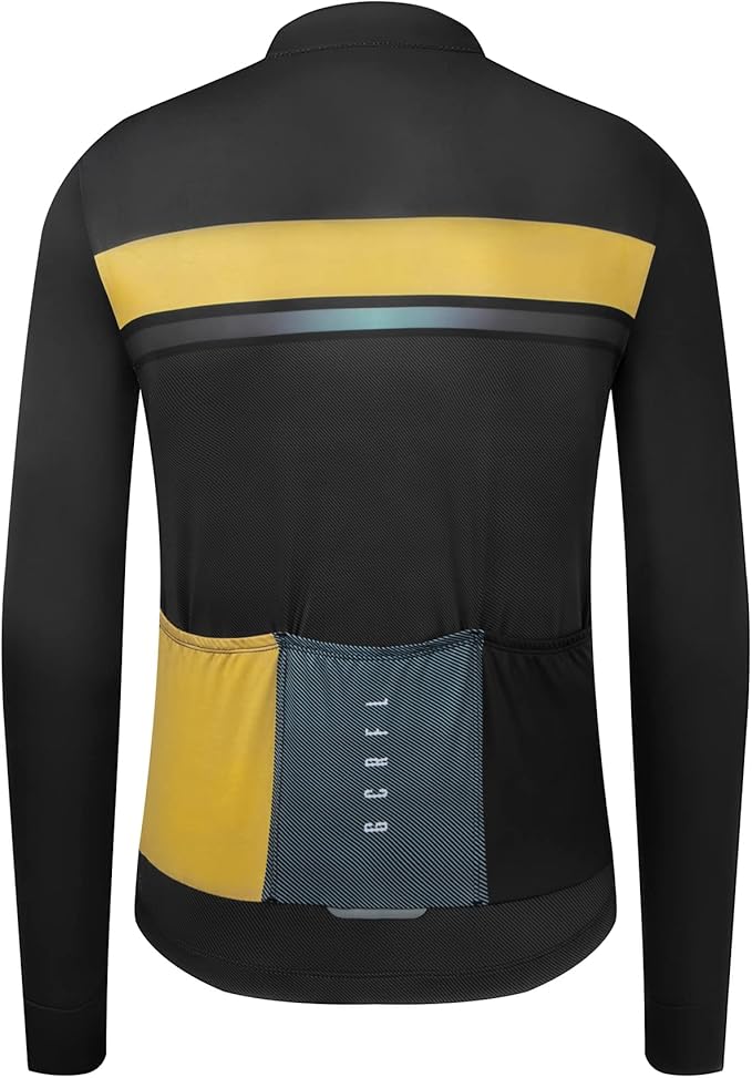 GCRFL Men's Cycling Jersey Long Sleeves Road Bike Jersey Shirt Cycling Tops, Zipper Pocket Lightweight PRO Race Fit UPF 50+