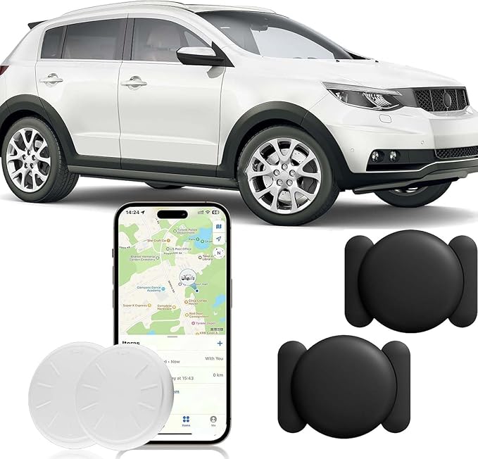 Hidden GPS Tracking Devices, 2PCS Real Time GPS Tracker Work with Find My (iOS Only), Hidden Car GPS Tracker with Magnetic Waterproof Case, No Monthly Fee Car Tracker