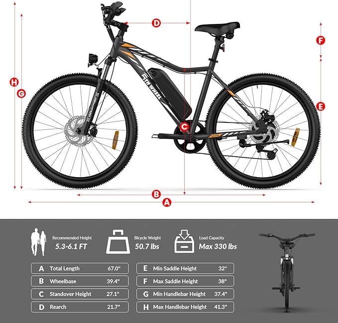 5TH WHEEL Mate Electric Bike for Adults - 1000W Peak Motor, 23MPH Top Speed, 468WH Removable Battery, 7-Speed Gears & Adjustable Stem - Commuting & Mountain E-Bike with Color LCD Display
