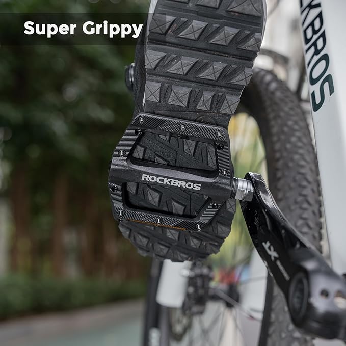 ROCKBROS Mountain Bike Pedals Bicycle Nylon Pedals 9/16 Inch Sealed Bearing Lightweight Platform for Road Mountain BMX MTB Bike