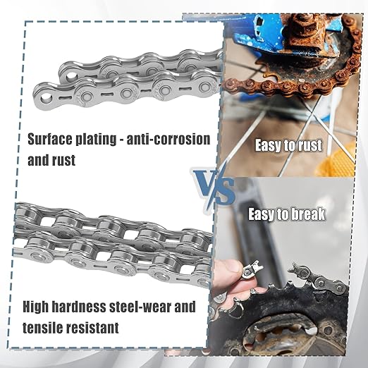 BUCKLOS 6/7/8/9/10/11/12 Speed Bike Chain, High Performance Lightweight Bicycle Chains for Road Bike/Mountain Bike/Ebike,Compatible with Shimano, SRAM, Campagnolo Silver/Gold