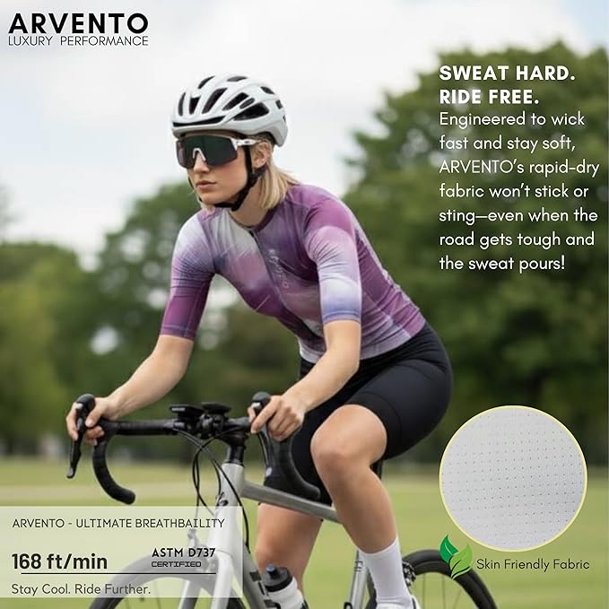 ARVENTO Unisex Cycling Jersey – Performance Fit, Breathable & Quick-Dry Short-Sleeve Road Jersey, 3 Rear Pockets