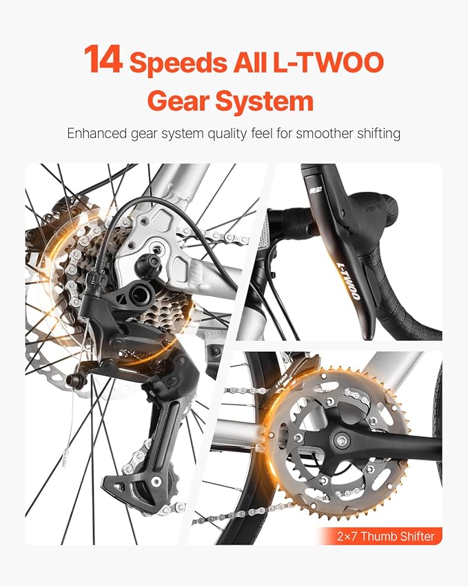 VEVOR Road Bike, 700C Wheels Racing Bike, Shimano Drivetrain City Commuter Road Bicycle, Urban Adult Sport Bicycle with Drop Bar, for Men and Women