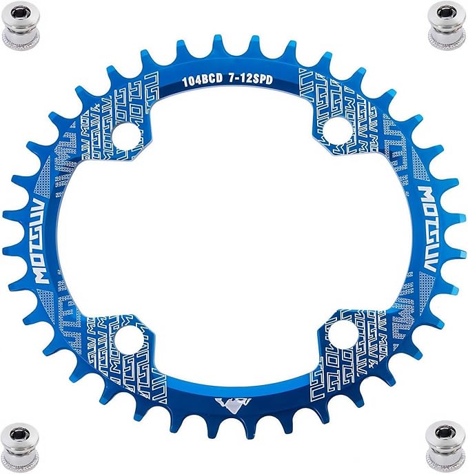 YBEKI Pro-Grade 104BCD Chainring (30-52T) CNC 7075-T6 Aluminum Narrow-Wide MTB/Road Round Oval Bike Chainwheel | Shimano/SRAM 8-11 Speed Compatible | 573MPa Strength(Black/Red/Blue)