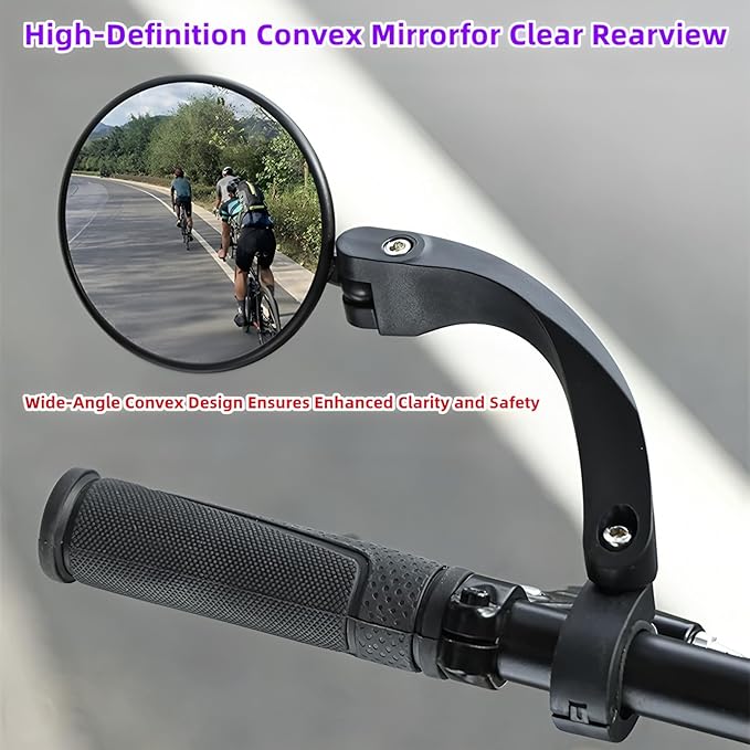 Handlebar Bike Mirror,2 Pack HD Wide Angle Safe Rearview Bicycle Mirrors,360° Adjustable Rear View Mirrors Anti-Glare Shatterproof Glass Lens,Compatible with E-bikes,Mountain Road Bikes (Circular)