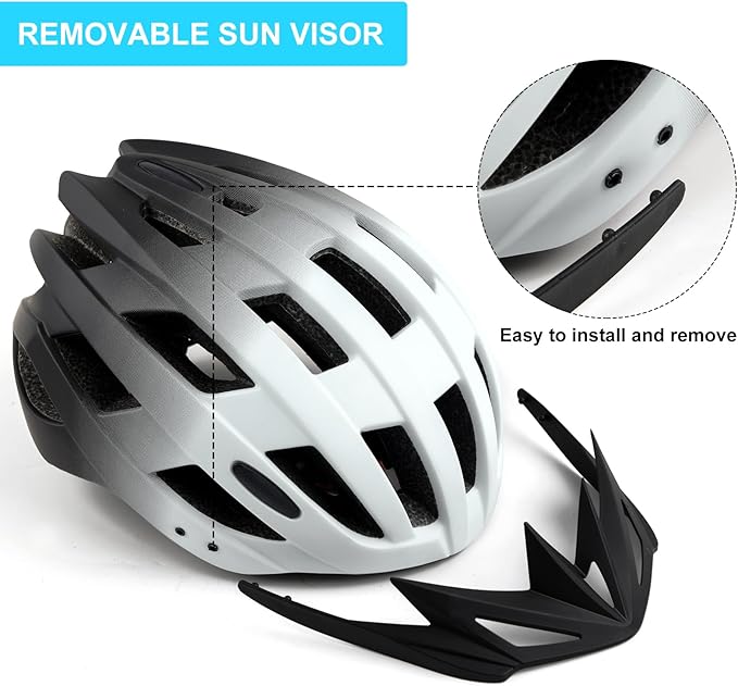 Adult Bike Helmets, Adjustable Mens Womens Bicycle Helmet, Lightweight Road Mountain Cycling Safety Sports Helmets with Detachable Visor