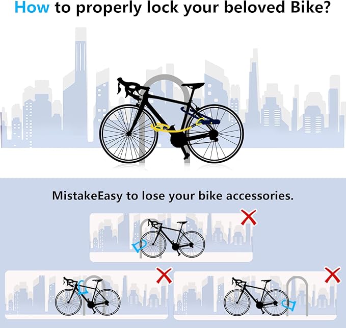 Bike Lock - Heavy Duty Anti Theft Bike U Lock with 5ft Security Steel Cable - 17mm Shackle Bicycle U-Locks with Keys & Sturdy Mounting Bracket for Road, Mountain, Electric Bike