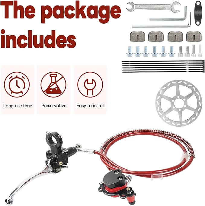 Mini Bike Hydraulic Disc Brake Kit SENJWARM, with Hand Brake Master Cylinder Caliper 50 inch, Compatible with Mini Bike Baja Doodlebug DB30 Blitz Dirt Bug Racer Coleman Predator 79cc 97cc 2.8hp