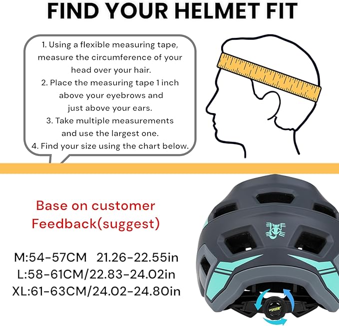 BATFOX Bike Helmet,Mountain Bike Helmet Helmets for Men Women Adults Youth