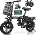 Electric Bike for Adults and Teens, 560W Motor 24MPH Compact Commuter Ebike, 32 Miles Range, 48V 10Ah Battery, 3 Shock Absorbers, 14" Mini Foldable Electric Bicycles with Basket, UL 2849 Certified