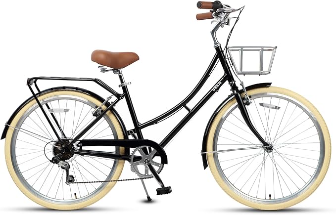 AVASTA Vela Hybrid Bike for Adult Women Female Lightweight Step Through 26 Inch High Tensile Steel Frame City Commuter Comfort Lady Bicycle, 6-Speed, Multiple Colors