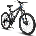 Ecarpat 24/26/27.5 Inch Mountain Bike, Full/Front Suspension Mens Boys Mountain Bike with 21 Speed Steel Frame and Dual Disc Brakes, Adult Sport Bicycle for Trail City Road, Gift Choice