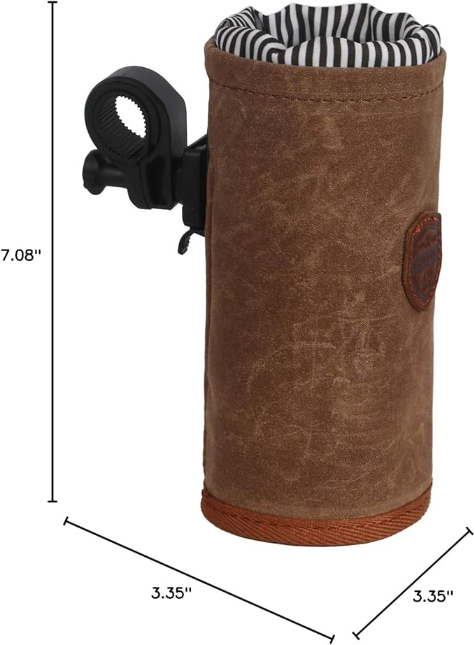 Tourbon Bike Handlebar Pouch Bicycle Water Bottle Drink Cup Holder - Canvas and Leather