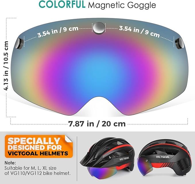 VICTGOAL Detachable Magnetic Bike Helmet Goggles Visor Especially Deisgned for VG110/VG112 Bicycle Helmet