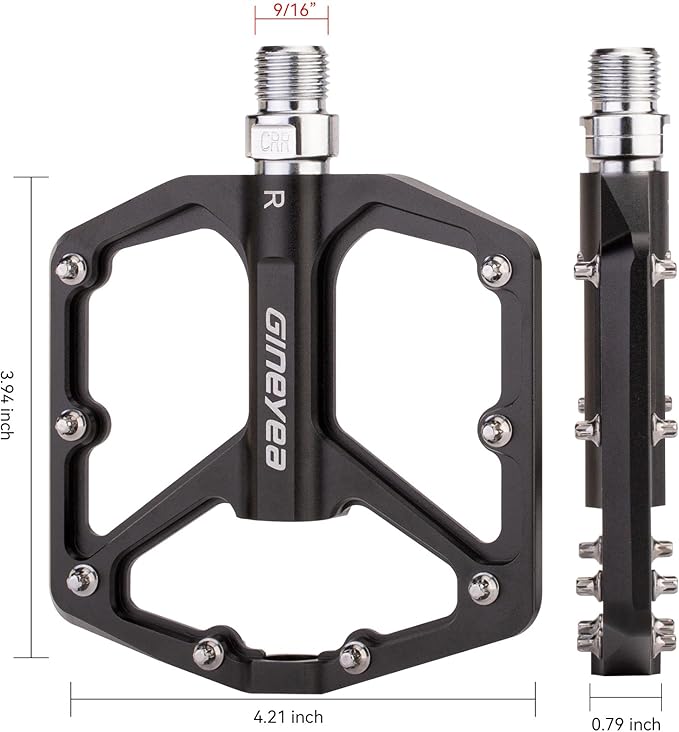 Bike Pedals, Universal Fit Bicycle Pedals Aluminum 9/16" Sealed Bearing Lightweight Wide Flat Platform for Road Mountain BMX MTB Bike