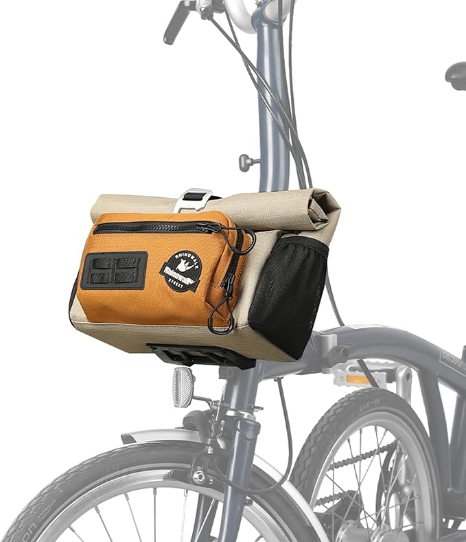 Rhinowalk Bike Handlebar Bag for Brompton Folding Bike Quick Release Bicycle Front Bag with Shoulder Strap Rain Cover for Urban Cycling