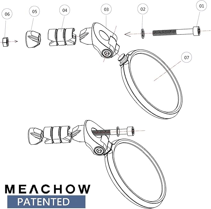 MEACHOW Bar End Bike Mirror [Upgraded Version] Scratch Resistant Glass Lens,HD,Safe Rearview Mirror,ME-001