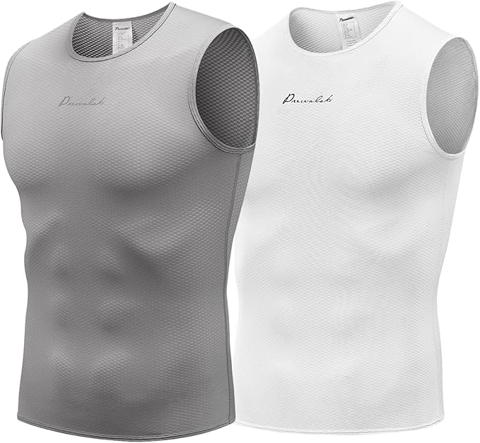 Przewalski Men’s Sleeveless Cycling Undershirt Quick Dry Bike Base Layer Vests Breathable Bicycle Jerseys Biking Tank Tops