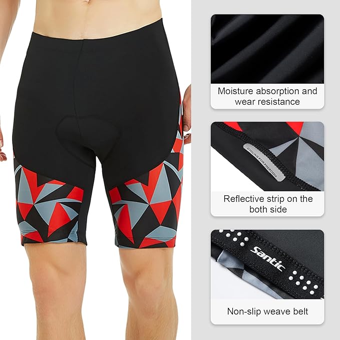 Santic Men's Cycling Shorts Padded Bicycle Riding Pants Bike Biking Clothes Cycle Wear Tights