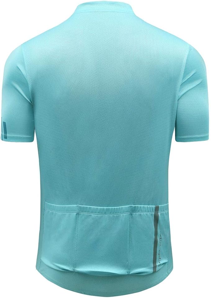 Santic Men's Cycling Jersey Short Sleeve Tops Pro Road Bike Shirt Full Zipper UPF 50+ MTB Jersey with Pockets