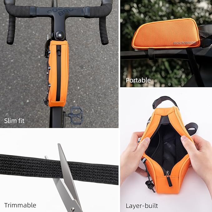 ROCKBROS Top Tube Bike Bag Bicycle Front Frame Bag Top Tube Bag Bike Accessories Pouch Compatible with iPhone 14/13/12 Pro Galaxy S22/S21 (STYLE 4)