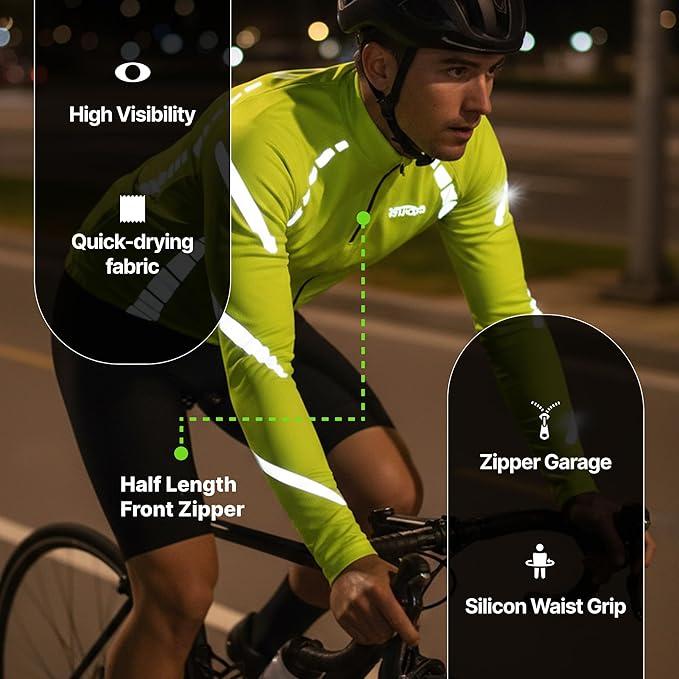 ReflecToes Reflective Cycling Jersey Full Sleeve for Men & Women – Breathable Bike Shirt