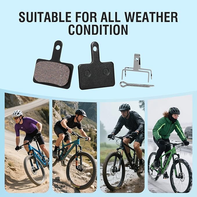 4 Pairs Bike Brake Pads, Disc Brake Pads (Resin,Semi-Metallic) for Mountain Bike Disc Brakes, Bicycle Brake Pads Compatible with TRP Tektro Shimano Deore Br Ebike Brake Pads