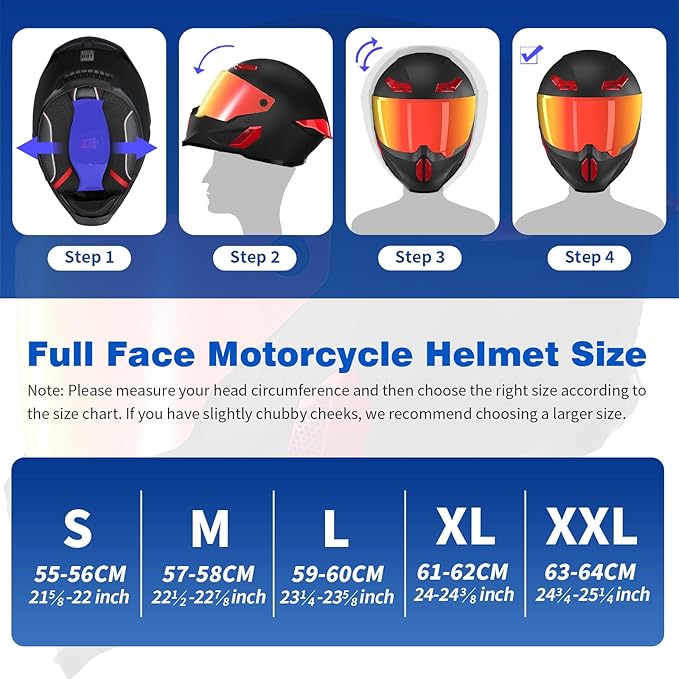 Motorcycle Helmets for Adult Men Women,Full Face Motorcycle Helmet,MG666 DOT Approved Motorbike Racing Street Bike Helmets with Two Visors