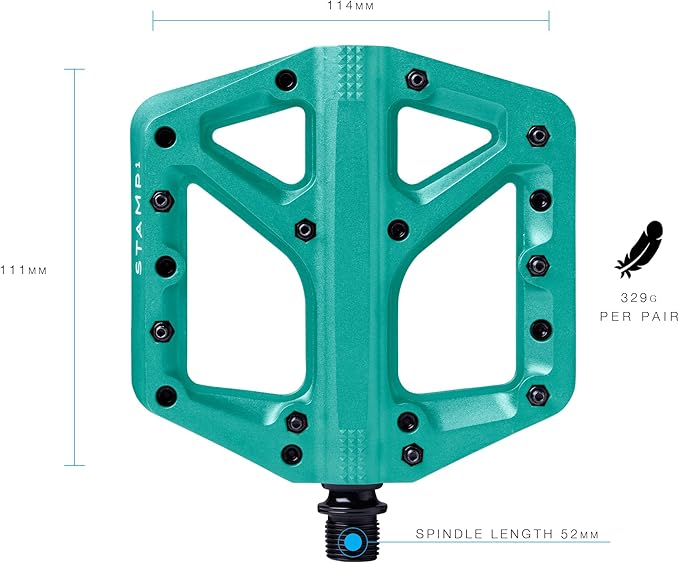 Crankbrothers Stamp Flat MTB Pedals - Size-Specific, Lightweight, Versatile, Durable Bike Pedals