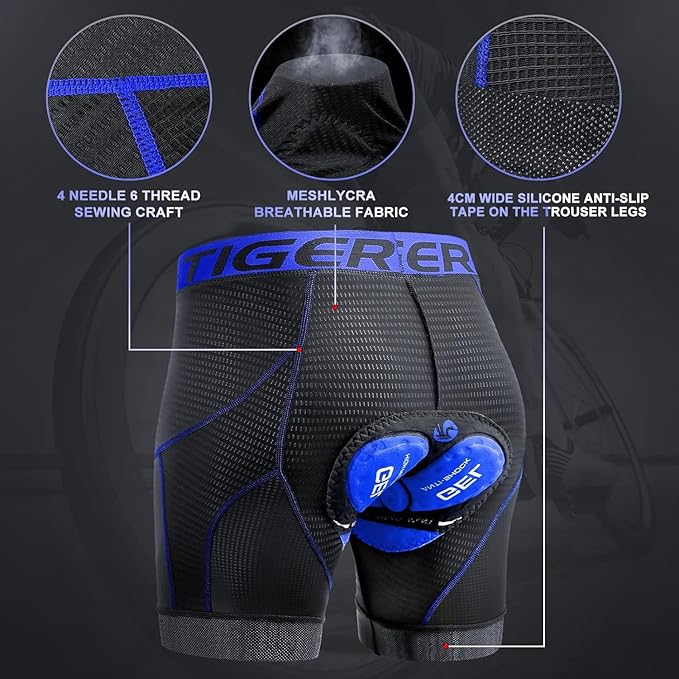 X-TIGER Men's Cycling Underwear Shorts 5D Padded Gel,MTB Biking Shorts Pants with Breathable,Adsorbent Design
