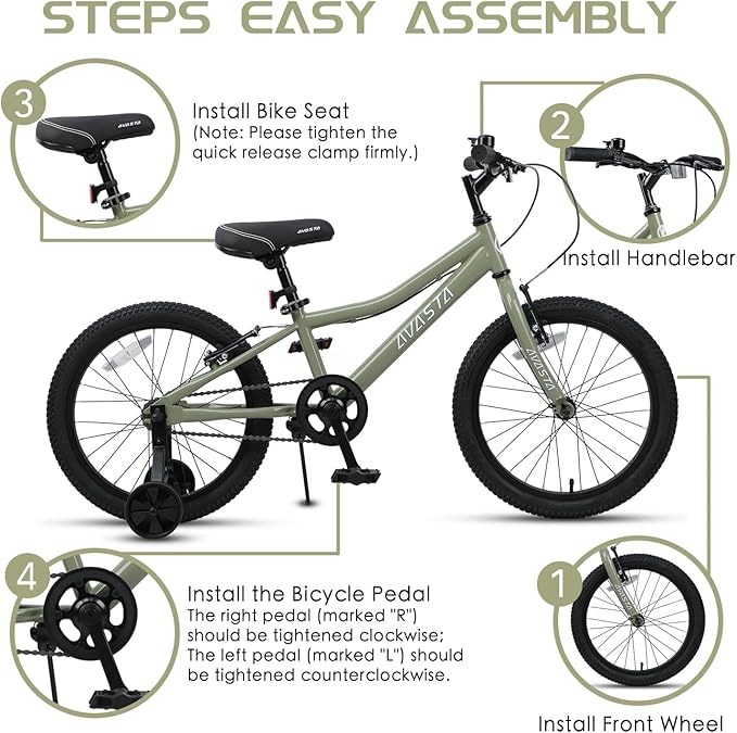 AVASTA Bilbo 18 20 24 Inch Kids Bike for Boys Girls 5-14 Years Old, Retro Style High Carbon Steel Bicycle with Adjustable Handlebars and Seat, Dual V-Brakes, Kickstand, Multiple Colors