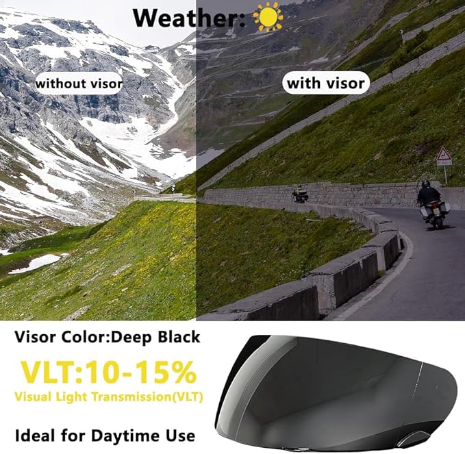 Qualifier DLX Helmet Visor,UV Protection Motorcycle Helmet Face Shield Compatible with Bell Qualifier DLX Mips/Qualifier/Star/Vortex/RS-1/RS-2/Revolver(Deep Black)