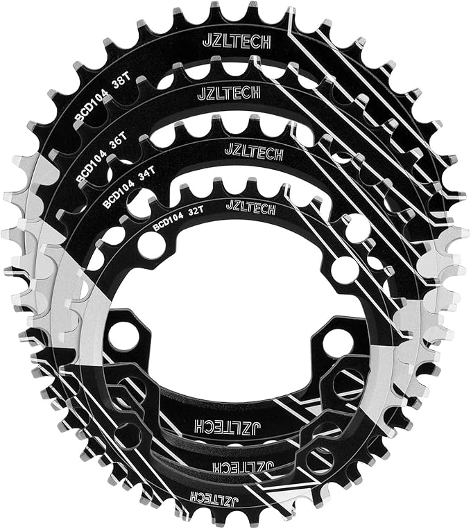 104 BCD Bike Chainring: 32T 34T 36T 38T Round Narrow Wide Chainring, Single Chain Ring for 8 9 10 11 12 Speed Mountain Bike MTB XC Trail e-Bike Fat Bicycle