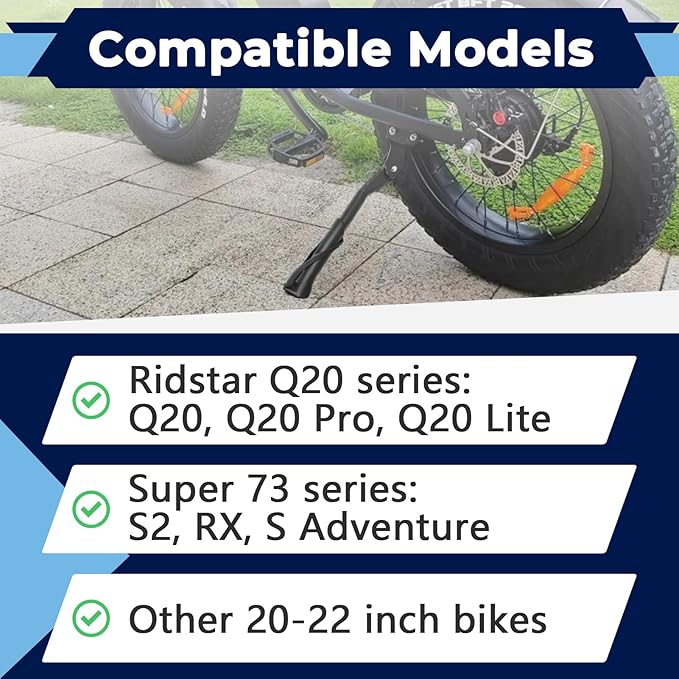 Kickstand for 20-22 Inch Bicycles, Ebike Kickstand Fit for Ridestar Q20 and Super 73, Non-Slip Kick Side Stand