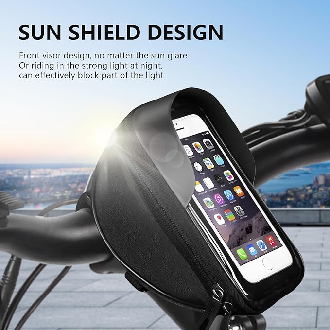 Qlife Bike/Bicycle Phone Front Frame Bag, Cycling Pouch with Rain Cover,Waterproof Bike Phone Holder, Bicycle Top Tube Bag, Bike Accessories for Phones up to 7"
