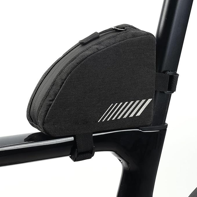 Bike Top Tube Bag, Bike Triangle Tools Storage Bag Top Tube Pouch with Reflective Strap, Rainproof Design, for Road Mountain Outdoor Cycling Accessories (0.3L)