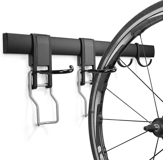 Adjustable Garage Bike Rack – Heavy-Duty Vertical Wall Mount Storage for 2 Bikes & 2 Helmets, Space-Saving Design, 500 lbs Weight Capacity