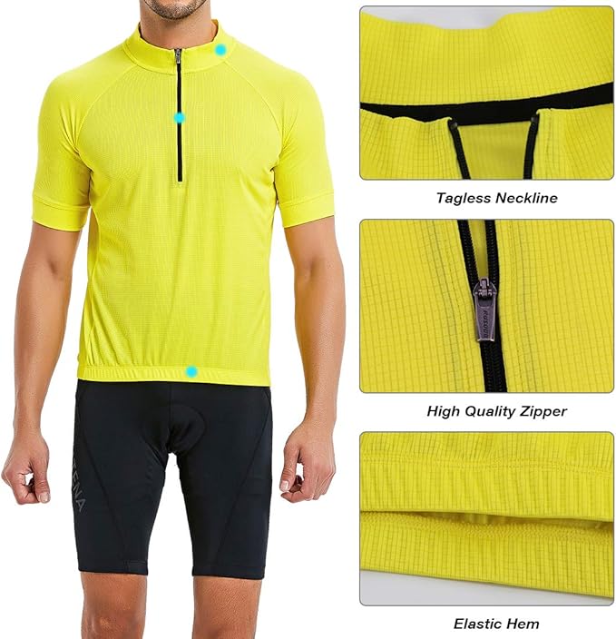 CATENA Men's Cycling Jersey Short Sleeve Shirt Running Top Moisture Wicking Workout Sports T-Shirt