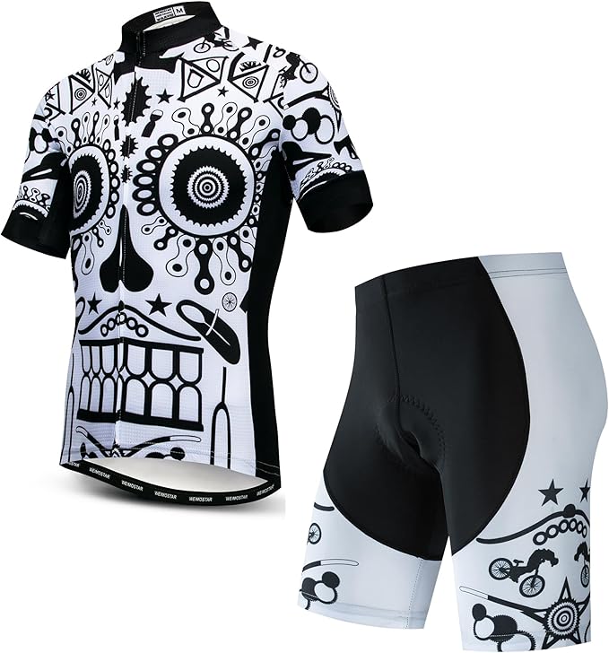 JPOJPO Cycling Jersey Men Set Bike Shirt Kit Short Sleeve Clothing Tops+5D Padded Shorts Summer Breathable Quick-Dry S-3XL