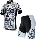 JPOJPO Cycling Jersey Men Set Bike Shirt Kit Short Sleeve Clothing Tops+5D Padded Shorts Summer Breathable Quick-Dry S-3XL